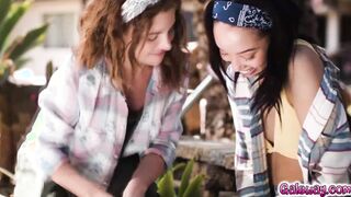 Bestfriends fucks after gardening outside