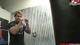 Chubby dark hair bimbo with gigantic titted fucks with a fighter