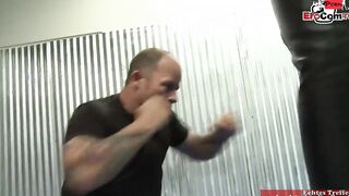 Chubby dark hair bimbo with gigantic titted fucks with a fighter