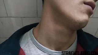 Straight latino blows and gets barebacked in shady bathroom