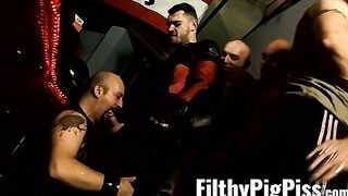 Freaky gay men suck off each other and have a piss party