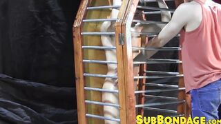 Cage torment fetish with jock who loves getting whipped