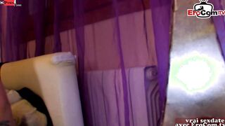 Chubby short haired Old Maid into african pantyhose seduced