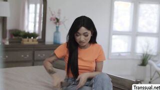 Babysitter TS Ariel Demure analed by her horny boss