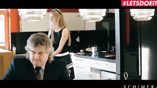 XCHIMERA - Beauty Waitress Nancy a has her goddess Fantasy come True - LETSDOEIT