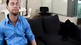 Stranger Siri fucking inside the couch with her natural jugs