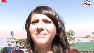 Ebony haired 19 Year Old with small boobies picked up on the