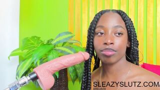 Ebony cam chick practising her oral skills