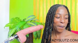 Ebony cam chick practising her oral skills