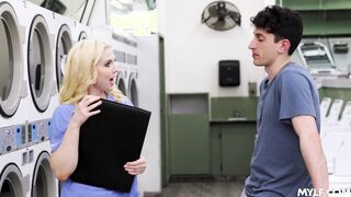 Threesome with laundromat milf owner and her daughter