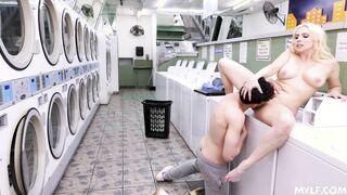 Threesome with laundromat milf owner and her daughter