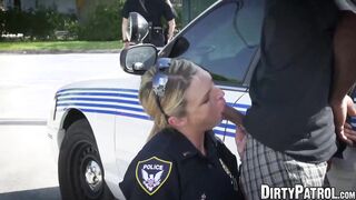 Busty police officers IR banged in the middle of the street