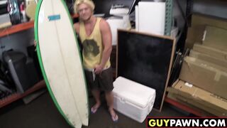 Handsome surfer photoshooting before spitroast in POV