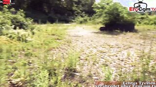 German point of view outside Sex with a red haired hoe