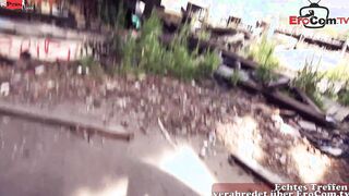 German point of view outside Sex with a red haired hoe