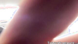 Handsome twink cums while being ass fucked hard and fast