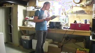 Horny cute twink with piercing wanking his big dick