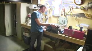 Horny cute twink with piercing wanking his big dick
