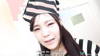 Manami Takashima has cute g-string panties on under her costume