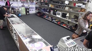 Hottie drives a hard bargain and fucks in the pawnshop