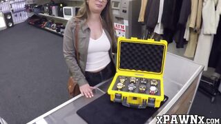 Hottie drives a hard bargain and fucks in the pawnshop
