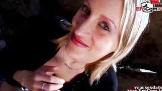 French blonde skinny cougar at outside anal in small butt