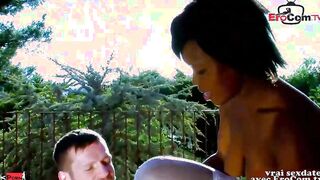 French ebony 19 yo year mature at amateur outdoor three-way ffm