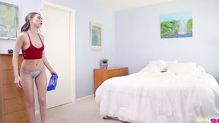 Damon Dice sneaks into his stepsister's bedroom to go through her underwear drawer. When Riley Reed walks in and gets nude
