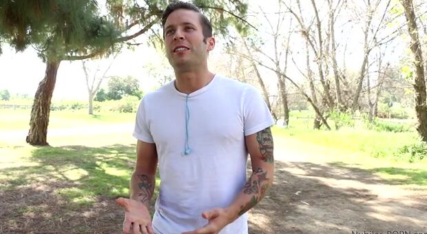 Bruce Venture is interviewing luscious Alina West, but he's having trouble gets inside the groove because Axel Aces keeps stopping