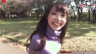 Thin bushy chinese college teens got cummed point of view