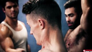 Devin Franco bareback two wet asses of Grant and Lucas
