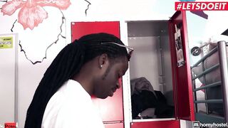 HORNYHOSTEL - Small Titted Cutie Eveline Dellai Surprise Anal Sex With long african dick - LETSDOEIT