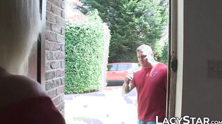 Promiscuous GILF gets a juicy facial after threesome