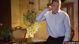 Two guys dp fucking big tits applicant