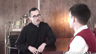 Priest fucks religious young gay raw after being sucked off