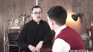 Priest fucks religious young gay raw after being sucked off