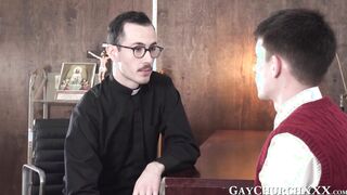 Priest fucks religious young gay raw after being sucked off