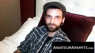 Big dicked hairy dude loves jerking off his rock hard prick