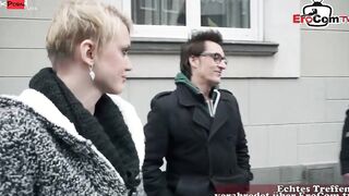 German Stupid Blonde Pick up on street for Double Vaginal