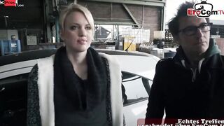 German Stupid Blonde Pick up on street for Double Vaginal