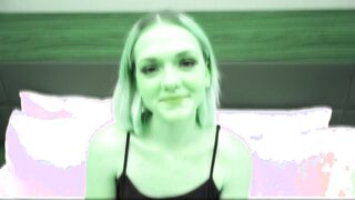 Wholesome blonde 19 yr old slobbers all over a fat cock