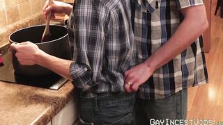 Stepson and his daddy are joined by man for bare fucking