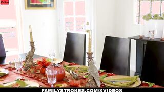 Family Strokes - Thanksgiving Feast Turns Celebration In Hardcore Family
