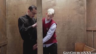 Religious twink barebacked after giving daddy wet blowjob