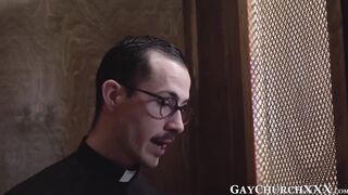 Religious twink barebacked after giving daddy wet blowjob