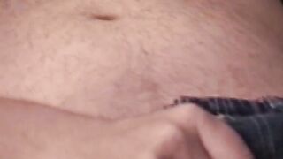 Kinky fat guy pleasures himself and unloads white chowder