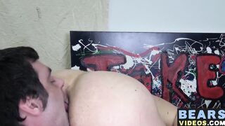Daddy Jack Hardy spitroasts cock hungry bear Alberto Huby