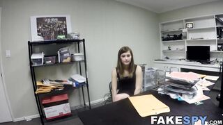 Young babe swallows future boss cum after POV banging
