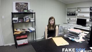 Young babe swallows future boss cum after POV banging
