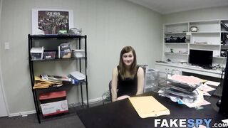 Young babe swallows future boss cum after POV banging